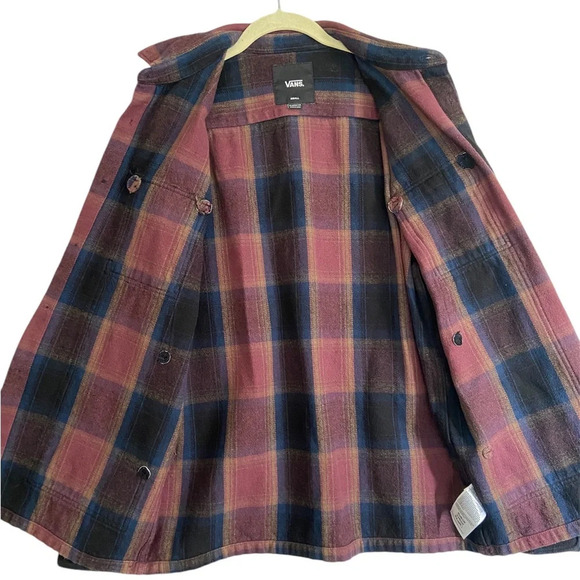 VANS Plaid Oversized Heavyhitter Flannel Button Down Shacket Shirt Sz S - Picture 5 of 15